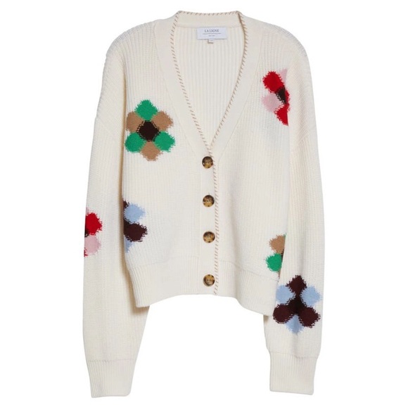 La Ligne Sweaters - NWOT La Ligne Intarsia Flower Cardigan
